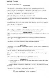 English Worksheet: questionnaire  about figures inmadame tussauds museum