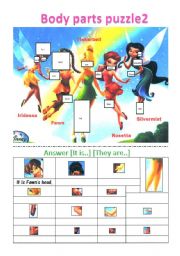 English Worksheet: body parts puzzle2