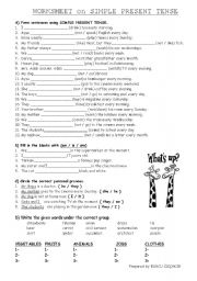 English Worksheet: SIMPLE PRESENT TENSE