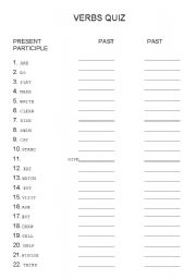 English worksheet: VERBS QUIZ