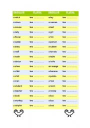 English Worksheet: Plurals