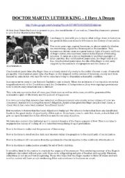 English Worksheet: Martin Luther King I have a dream 