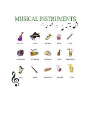 English Worksheet: MUSICAL INSTRUMENTS