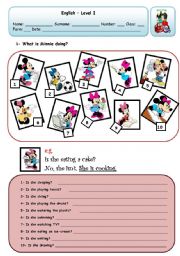 English Worksheet: WHAT IS MINNIE DOING?