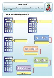 English Worksheet: CARDINAL NUMBERS (20, 30, 40 ... 100)