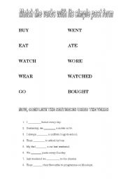 English worksheet: simple past - irregular verbs