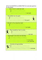 English worksheet: Past Simple- Question and Negative