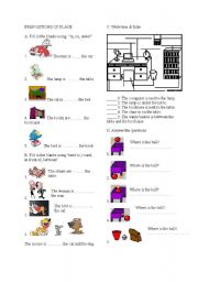 English Worksheet: prepositions of place