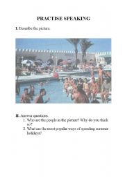 English worksheet: Speaking - holidays