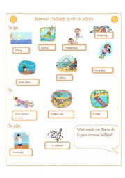 English Worksheet: Summer Holidays Sports & Leisure 