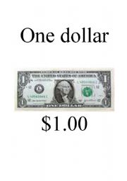 Money Flashcards - U.S. Currency (dollar bills)