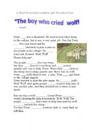 English Worksheet: the  boy who cried  wolf