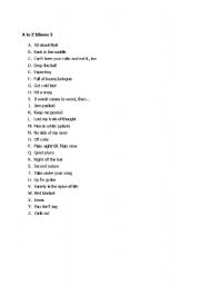 English worksheet: A to Z idioms