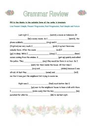 English Worksheet: Grammar Review