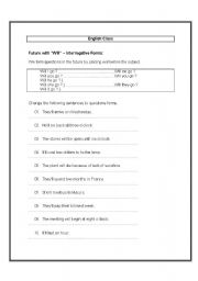 English worksheet: Future with Will  