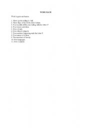 English Worksheet: word race