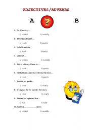 English worksheet: Adjectives/Adverbs