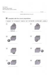 English worksheet: prepositions os place