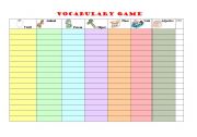English Worksheet: VOCABULARY GAME 