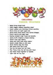 English Worksheet: christmas tongue twisters