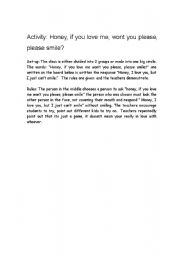 English Worksheet: Game Honey If You Love Me
