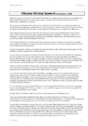 English Worksheet: Obama Victory Speech Task 3/3