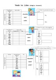 English Worksheet: Verb to LIKE (Simple Present)