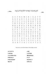 English Worksheet: Friendship Word Search