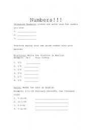 English Worksheet: Writing Numbers