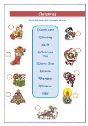 English Worksheet: christmas vocabulary matching