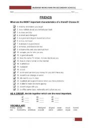 English Worksheet: Friendship: What makes a good friend?