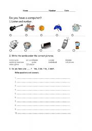 English worksheet: Do you have .....?