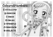 English worksheet: colours& numbers