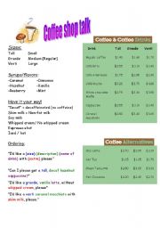 English Worksheet: Coffee Shop Talk