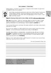 English Worksheet: Advice Column: Dear Abby