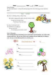 English worksheet: Green poem