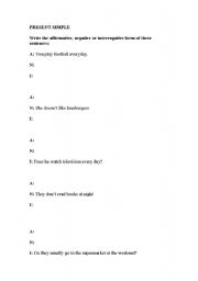 English worksheet: PRESENT SIMPLE