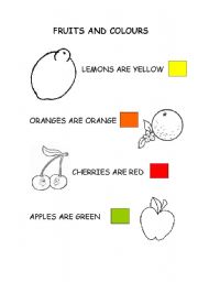 English worksheet: FRUITS AND COLOURS