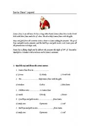 English Worksheet: Santa Claus reading