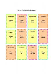 English Worksheet: TABOO CARDS Set-3