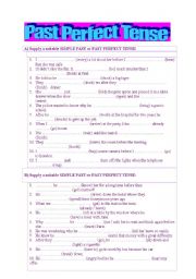 English Worksheet: past perfect tense