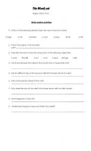 English worksheet: The Black cat while reading activity