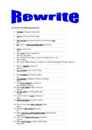 English Worksheet: Rewrite the sentences