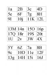 English Worksheet: Numbers, letters and words bingo