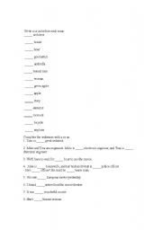 English worksheet: a/an