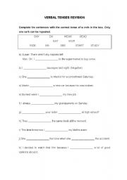 English Worksheet: verbal tenses revision