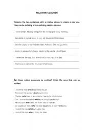 English Worksheet: relative clauses