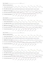 English Worksheet: short quiz on classroom objects, numbers and colours
