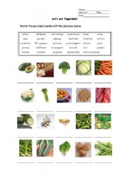 English Worksheet: Vegetable