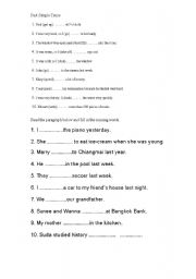 English worksheet: past simple tense